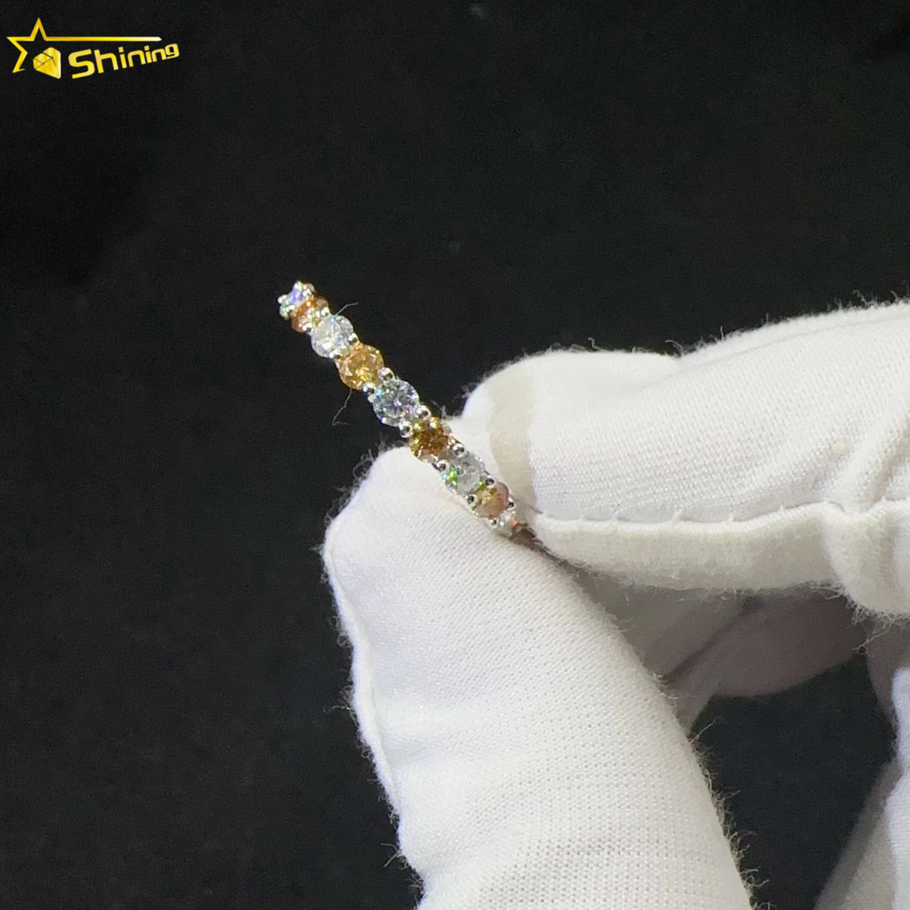 Custom Women Iced Out Eternity 925 Sterling Silver Gra Certificate VVS Moissanite Ring