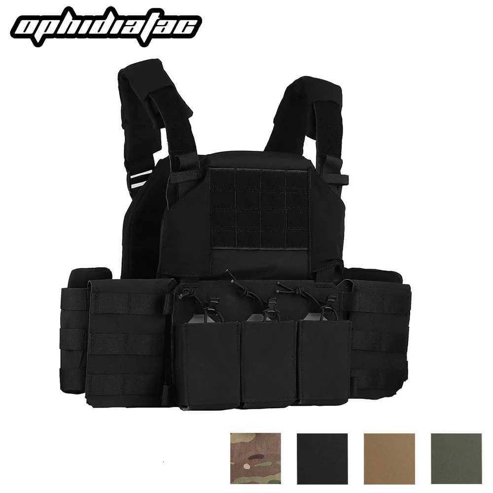 OPHIDIANTAC 5.56 Triple Magazine Pouches MOLLE Hunting Heavy Vest with CS Wargame Gear Airsoft Plate Carrier Z250728