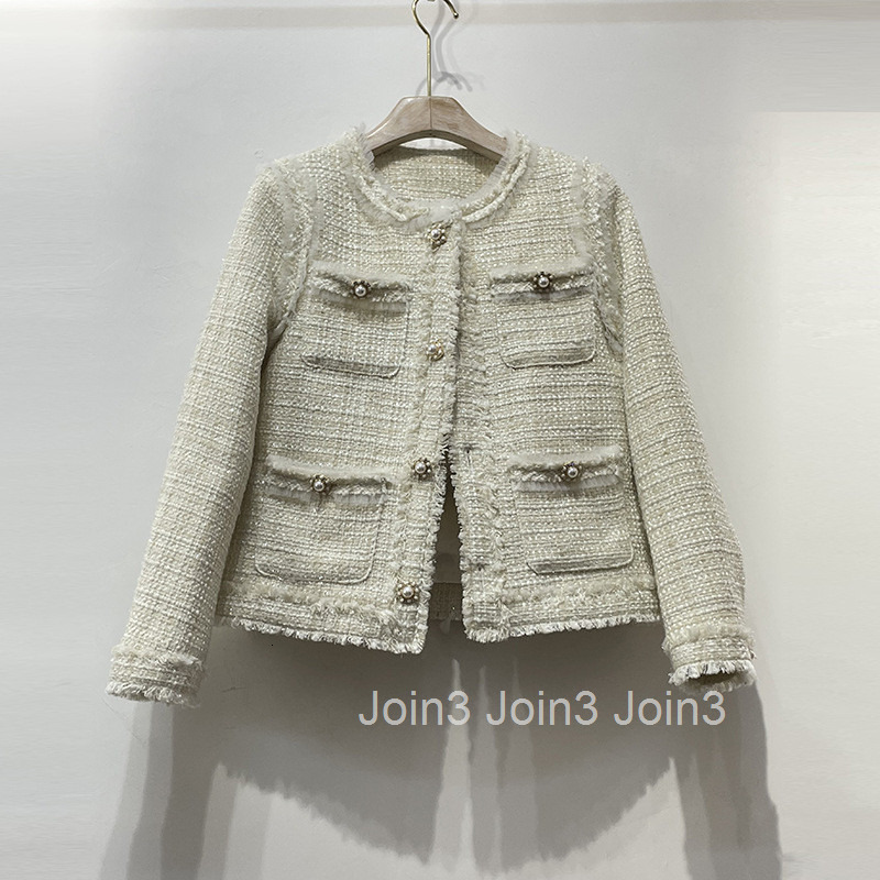 French Style Thick Woolen Tweed Small Fragrance Down Jacket for Women Thickened Winter New Fashion Tassel Stylish Youthful