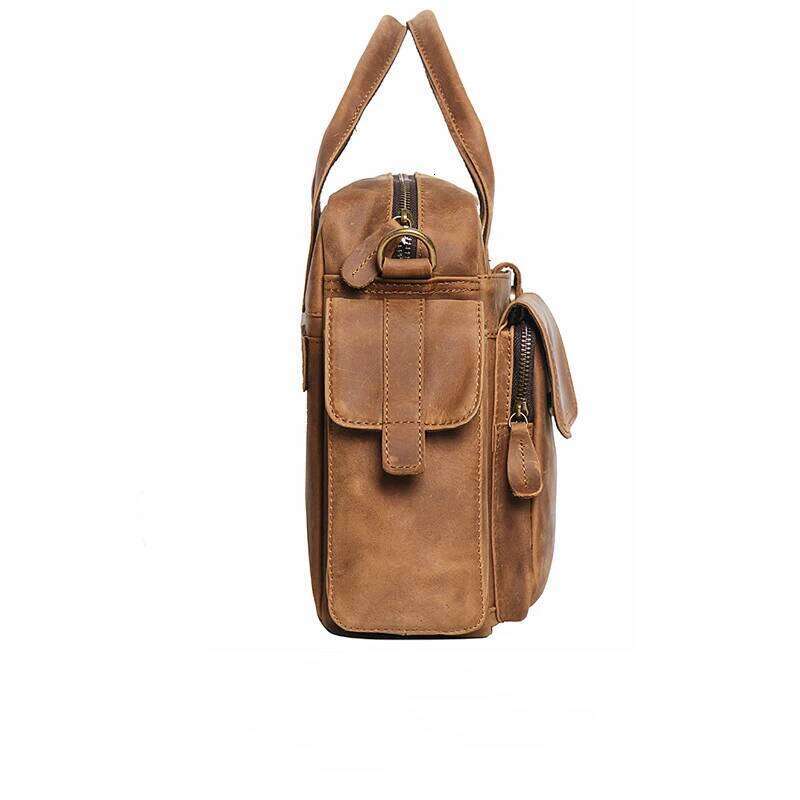 Highend Vintage A4 Brown Black 100% Genuine Leather Executive Office Men Briefcase Messenger Bag Portfolio Handbag M1636