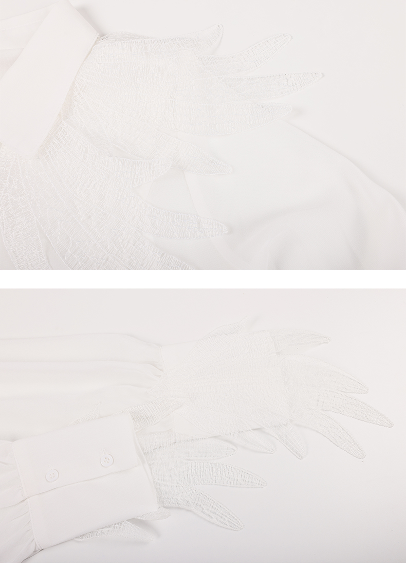 Womens Elegant White Tops and Blouses Dressy Casual Lace Stitching Top Versatile Fashion White Shirts Female 6112598