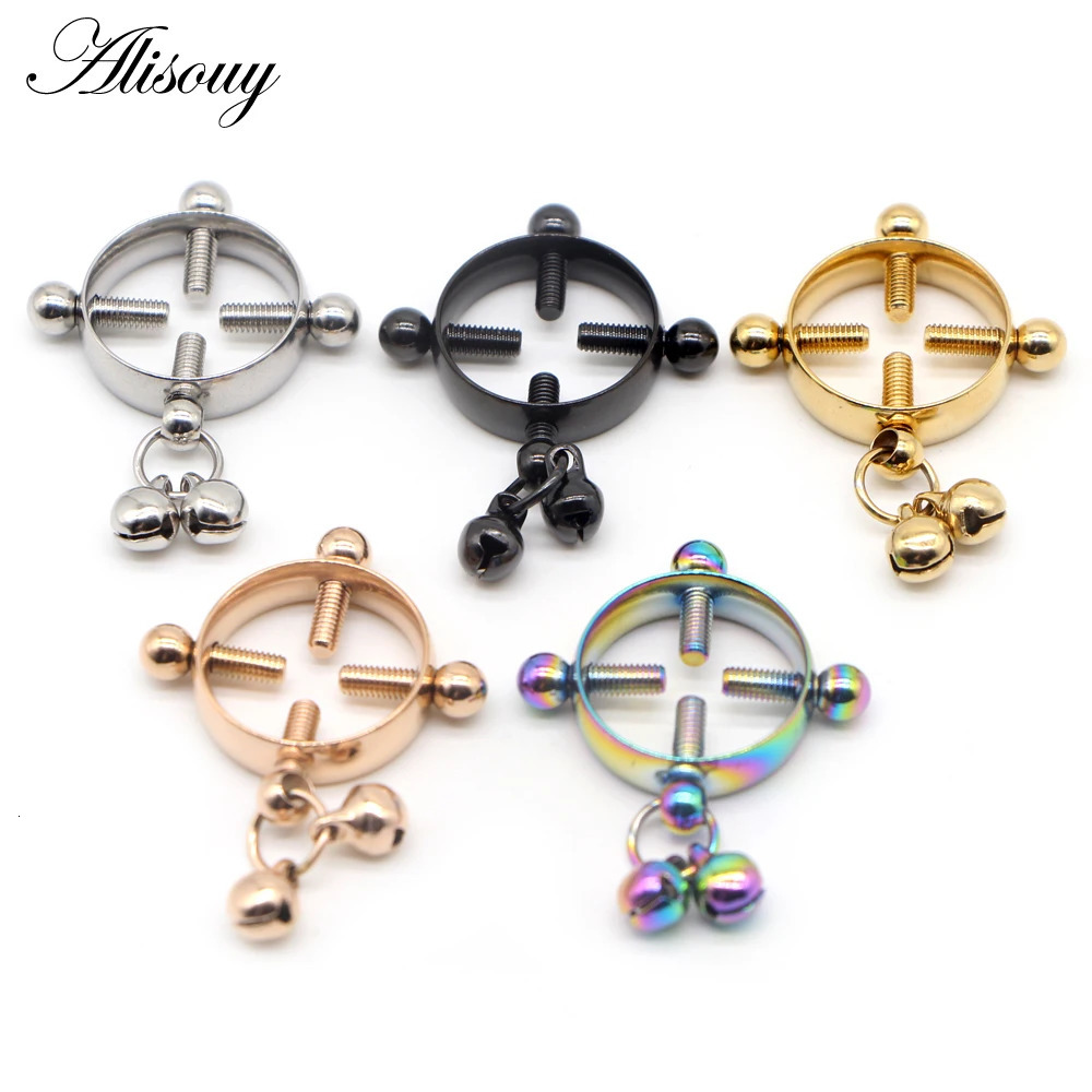 Alisouy 1PC Fashion Stainless steel Women Breast adjustable Screw Bell Pendant Nipple Ring Body Piercing jewelry 250729