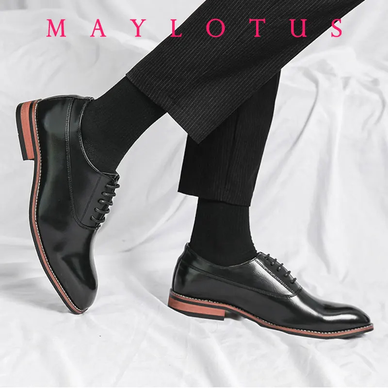 2025 Fashion Business Dress Men Shoes Classic Leather Mens Formal Shoes Comfortable Slip On Dress Shoes Men Oxfords Size 250723