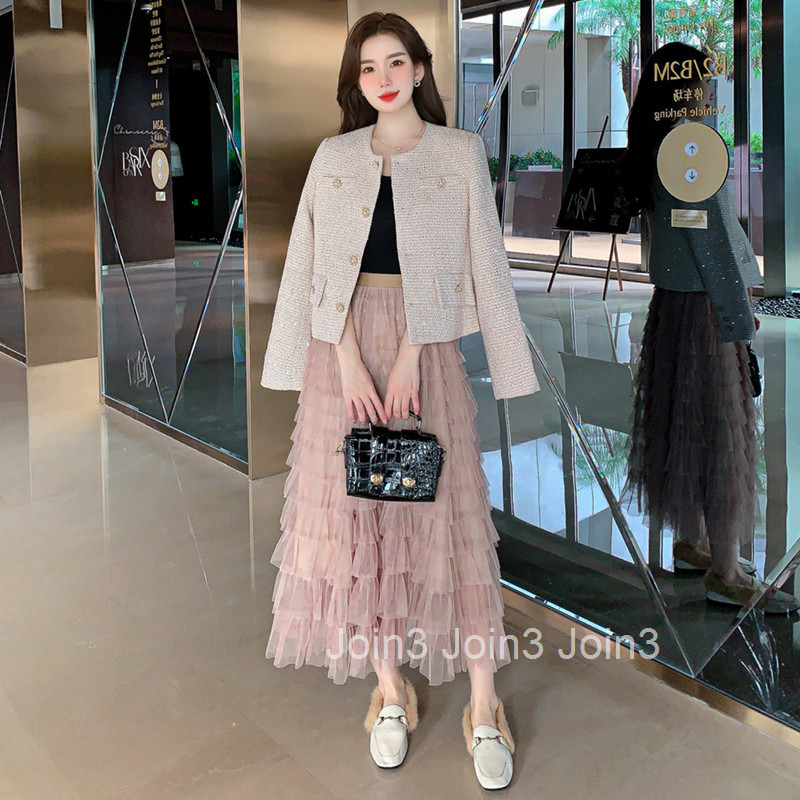 Spring and Autumn New Trendy Socialite Chic Blazer and Midi Skirt Two-Piece Set for Women