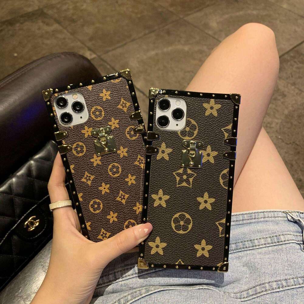 DHgadgets Suitable for Apple 16 Pro Max Plaid Square Case iPhone 15 Old Flower Checkerboard Phone Cover