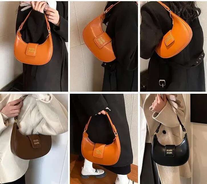 Designer 2025 Shoulder High Quality Women's handbag Purse Leather Metal badge Hobo Crossbody Black Classic Underarm Bag Shopping bag