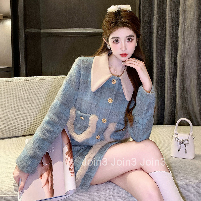Winter New Fashion Small Fragrance Style Suit Quilted Elegant Turn-Down Collar Long Sleeve Jacket and Short Skirt Two-Piece Set