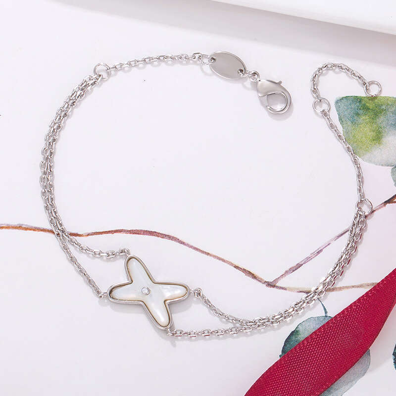 V Jin Shang Mei Rose Gold White Mother-of-Pearl Cross Necklace for Women High-Quality X-Shape Collarbone Chain Versatile Pendant