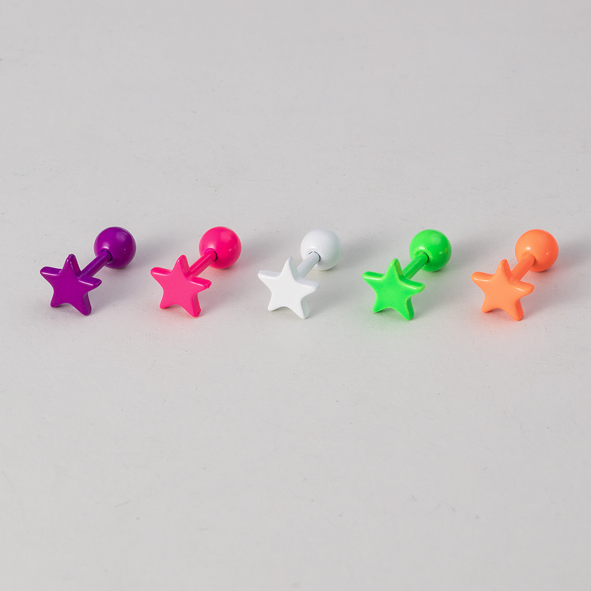Baking paint stainless steel pentagonal star earrings, body piercing earrings, jewelry wholesale