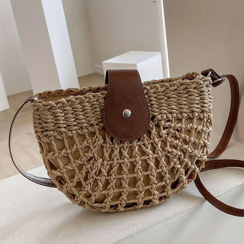 2025 Fashion woven shoulder bag designer beach Bags grass woven women's embroidered thread fashion cross bag, female niche design shoulder bag