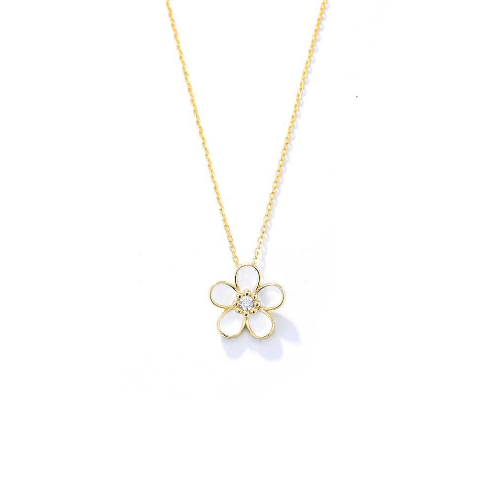 S Pure Sier Inlaid Dia Oil Drop Small Flower Pendant Necklace for Women Versatile Hot-Selling Ins Style Collarbone Chain Jewelry for Women