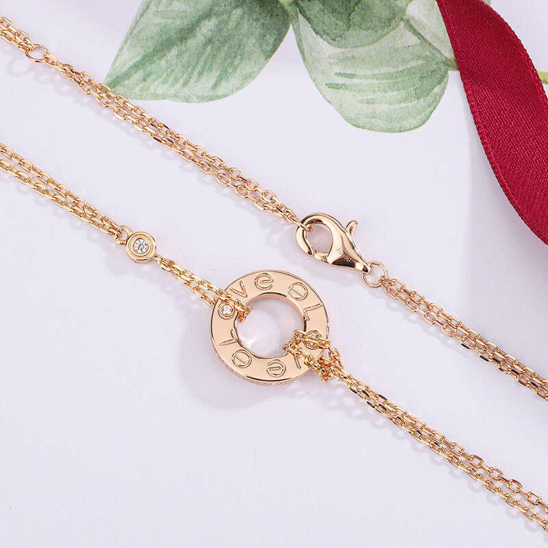 2023 New Gold-Plated Necklace, Light Niche Rose Gold Small and Large Pendant Collarbone Chain for Women