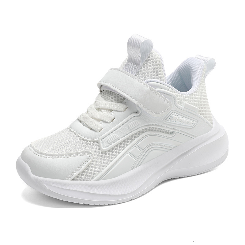 Children's Girls' Spring and Autumn New White Sneakers Casual Boys' Mesh Wave Shoes