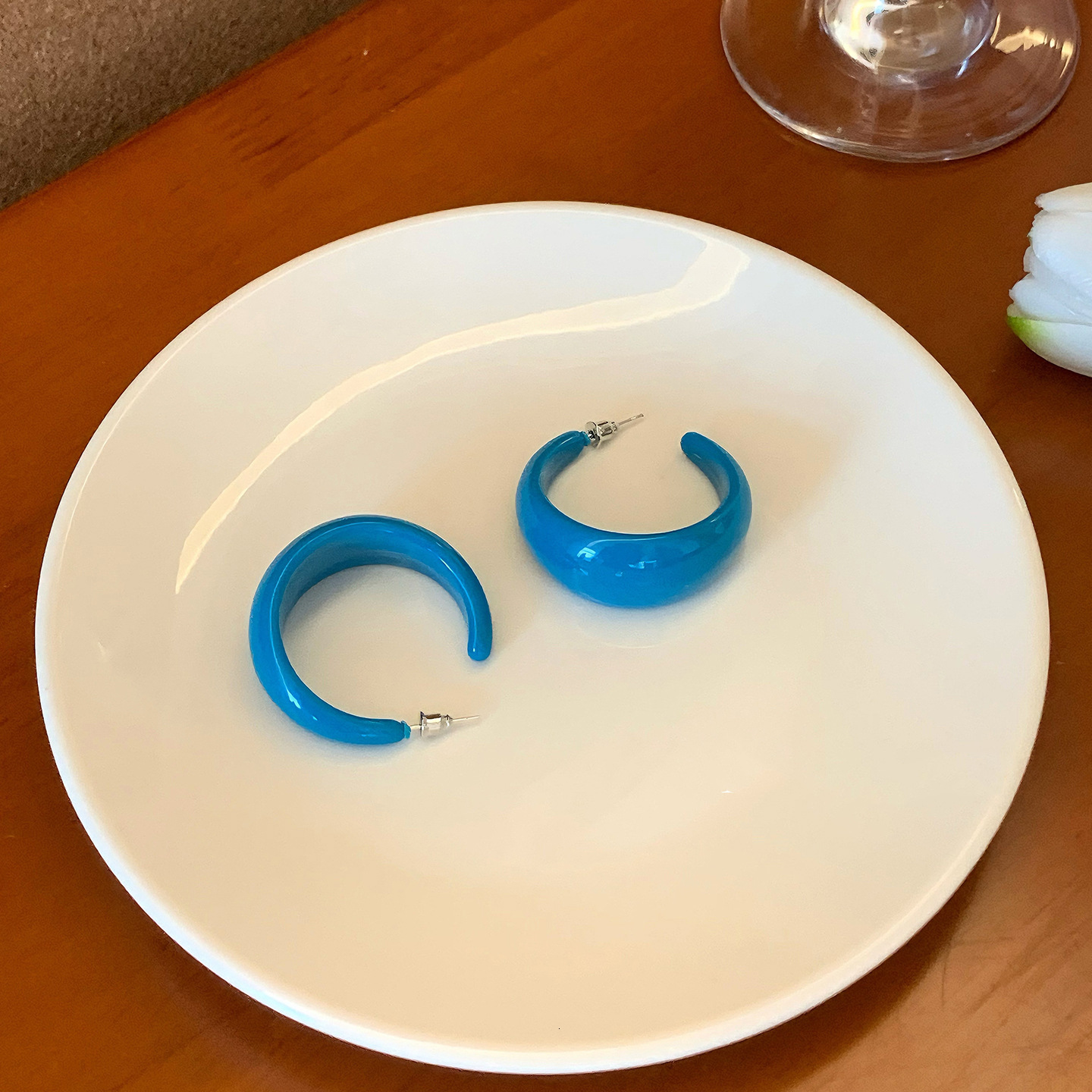 Steel Needle Acrylic Geometric Round C-shaped Fresh Style Unique Niche Design Earrings for Women