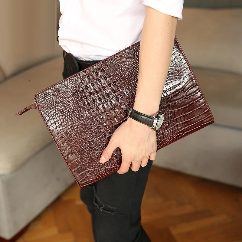 Grain Men Envelope Clutch Bag PU Leather Clutches Bolsas Alligator Print Man Evening Bags Purse Cell Phone Pocket 250723