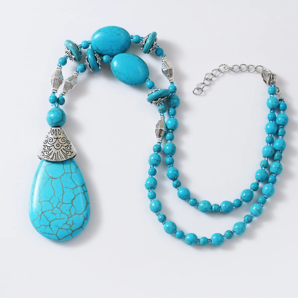 A Bohemian turquoise Water drop Pendant womens fashion collarbone chain 250729