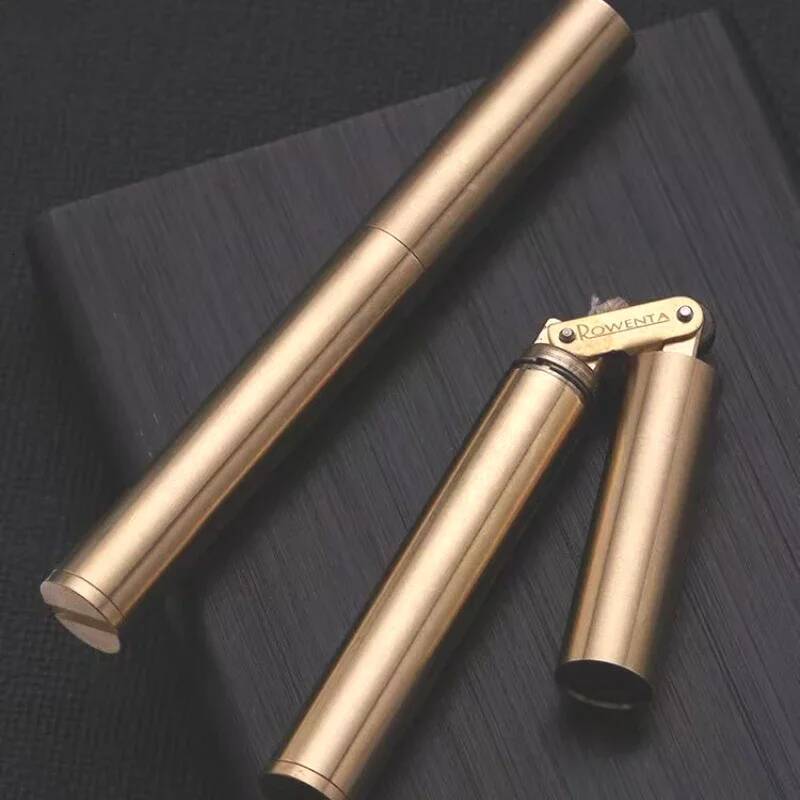 Golden Brass Nunchuck Panlong Stick Creative Grinding Wheel Kerosene Men's Play Pressure Reducing Lighter With Box W260202