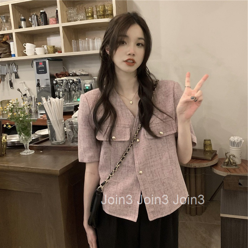 Internet Celebrity Short Sleeve Top for Women Summer Design Sense Niche New Fashion Small Fragrance Style Plus Size Short Sleeve Shirt Womens Blouse