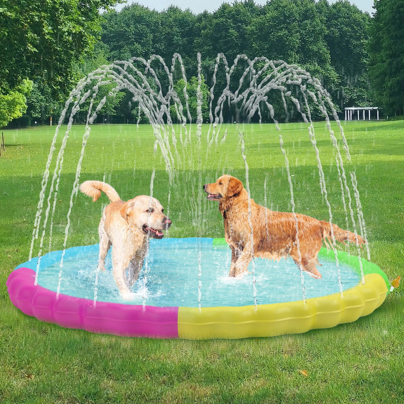 Splash Pad for Dogs NonSlip Pets Summer Outdoor Water Toys Sprinkler Pool Play 250729
