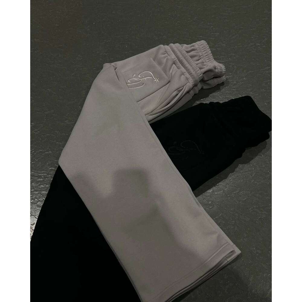 Designer Clothing 2025 Haruku Loose Double Waisted Sweatpants Y2k American Solid Color Letter Embroidery Casual Pants Hip Hop Drawstring Waist Jogger