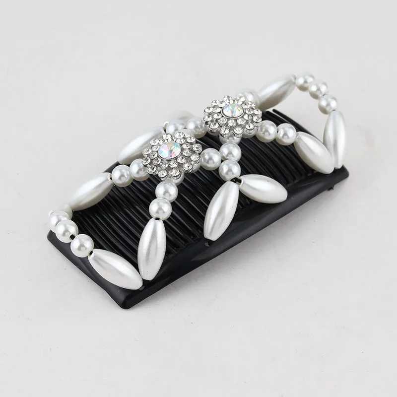 Beads Hair Combs Shiny Rhinestone Beaded Hair Claws Magic Tuck Comb Updo Accessories Elastic Hair Accessories Bun Ponytail Holder DIY 1PC Z250729