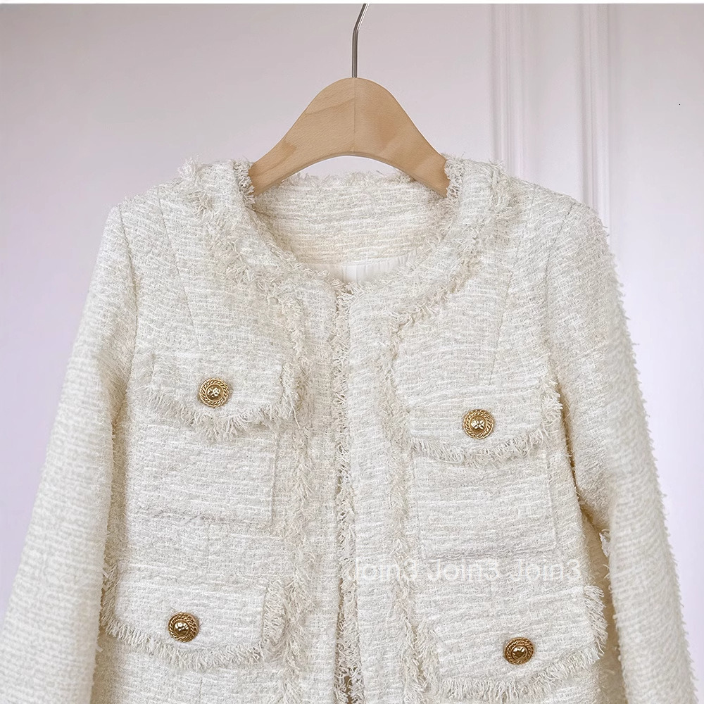 2025 Spring New French Style Short Long Sleeve Coat for Women Gentle Tweed Fringe Elegant Top for Women