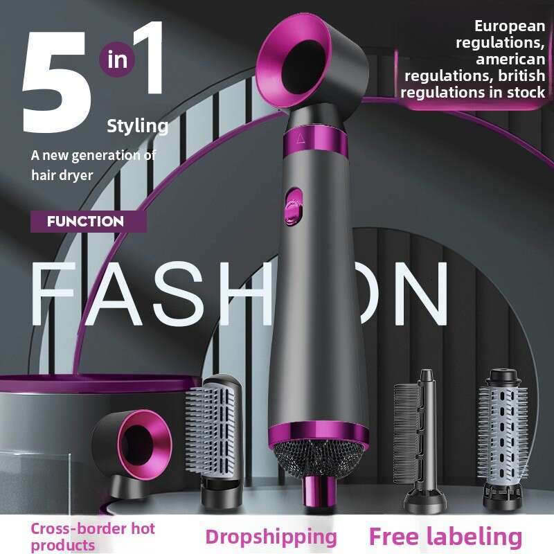 5-In-1 Wet And Dry Hair Dryer Hot Air Comb Curling Straightening Perming 220V 110V US EU UK Standard