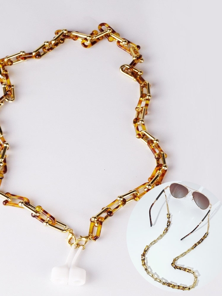 Eyeglass Chain INS Style U-Shaped Horseshoe Resin Leopard Print Mask Neck Strap Wireless Bluetooth Earphone Anti-Lost 250728