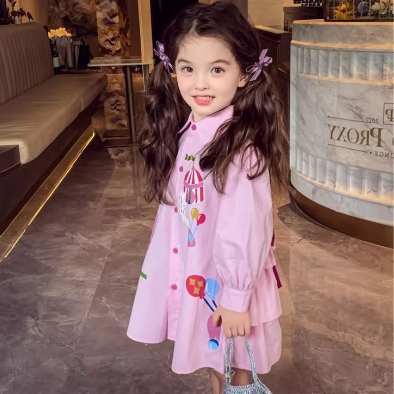 Girls Casual Dresses Back Bow Blouse Dress Spring Korean-style Blouse New Stylish Children's Clothing Girl's Spring Dress