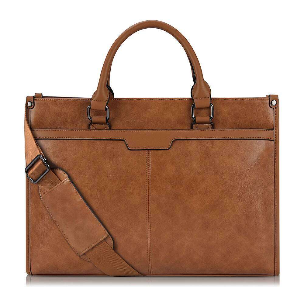 Women Tote Waterproof Leather Professional Work Laptop Large Capacity Office Computer Teacher Shoulder Bag OLOEY