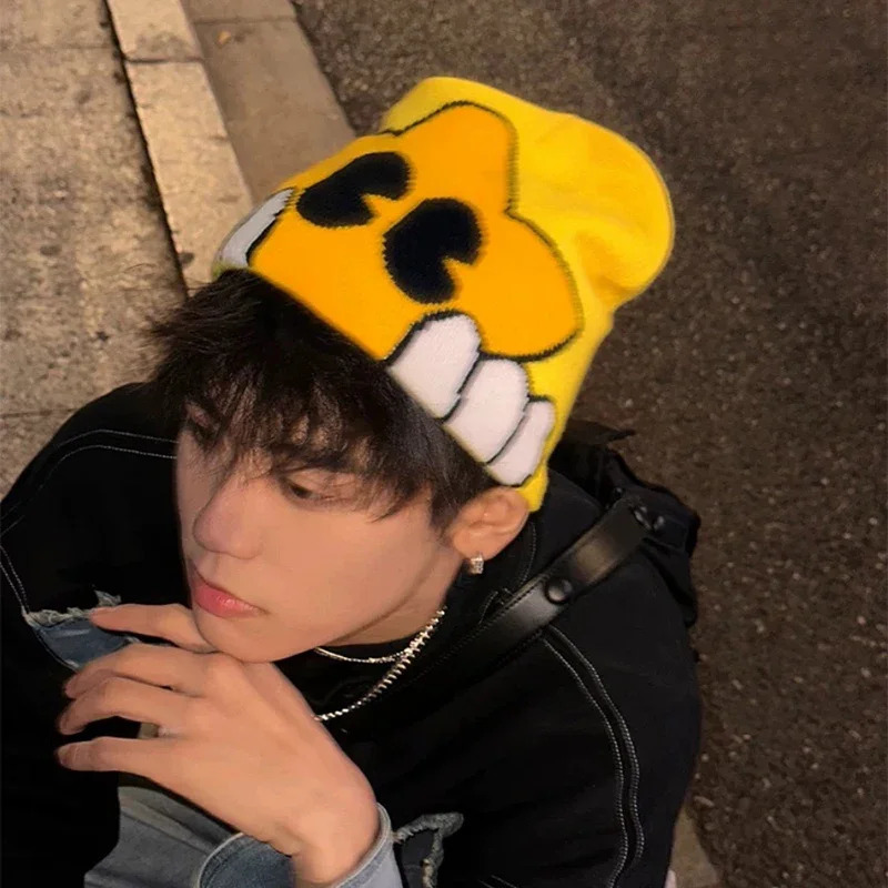 Cartoon Cute Five-pointed Star Knitted Hats Autumn and Winter Hip Hop Warm Ins Color Block Versatile Street Fashion Beanies 250724