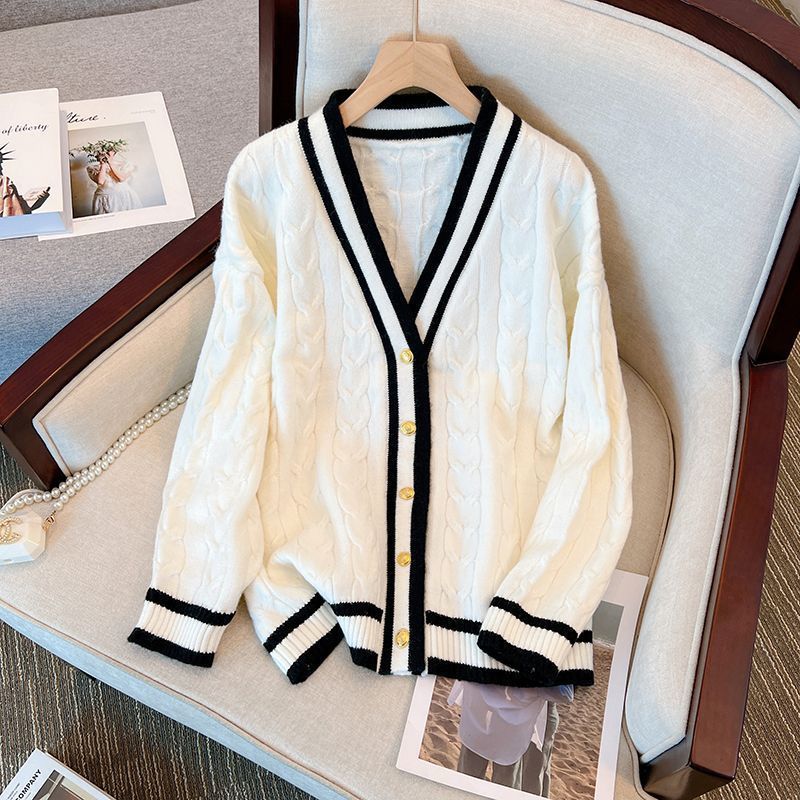 Women Cardigan Sweater for Men and Women Korean Version Designer Knitwear Hong Kong Retro High-Grade Long Sleeve Couple Sweater Coat S-3XL