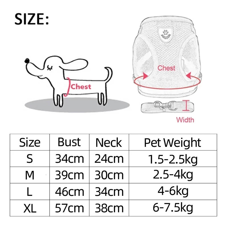 Dog Harness for Small Dogs Cats Adjustable Pet and Leash Set Breathable Vest Pug Chihuahua Bulldog Accessories 250729