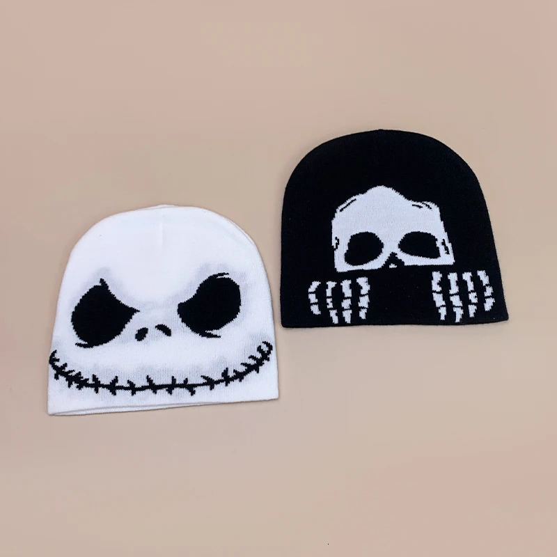 Personal Punk Skull Demon Knitted Hats Autumn and Winter Unisex Dark Series Warm Street Versatile Niche Fashion Hip Hop Beanies 250724