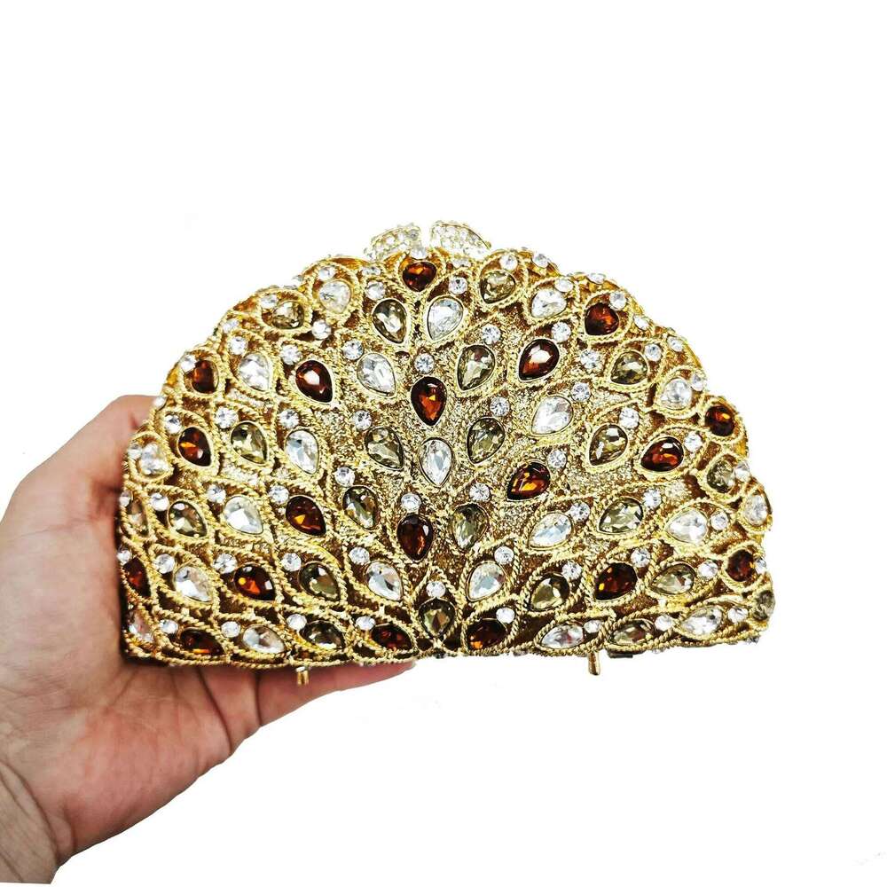 XIYUAN Lady Multi Color Gems Clutch Crystal Evening Handbag Women Party Prom Bag Bridal Clutches Wedding Purse for Banquet