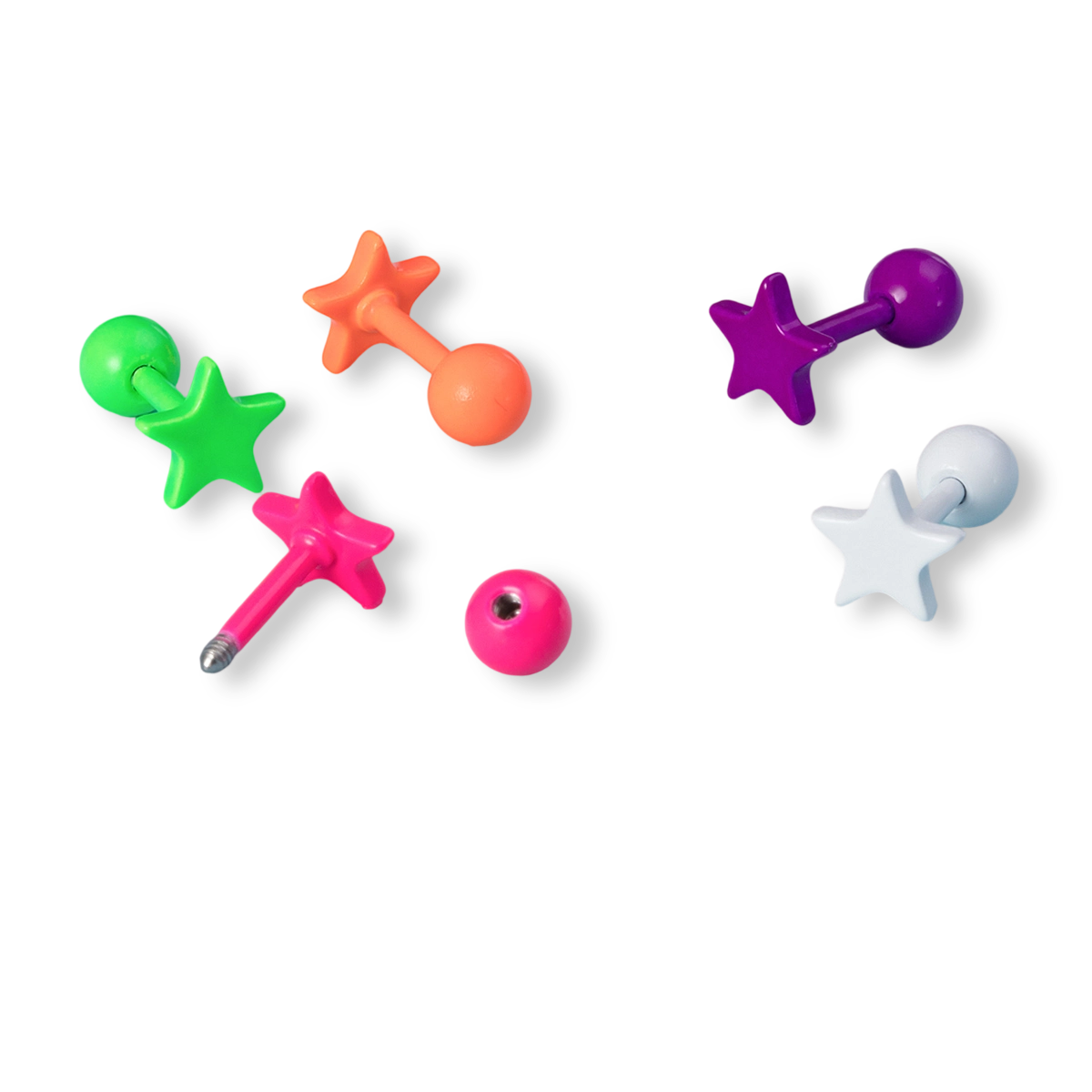 Baking paint stainless steel pentagonal star earrings, body piercing earrings, jewelry wholesale