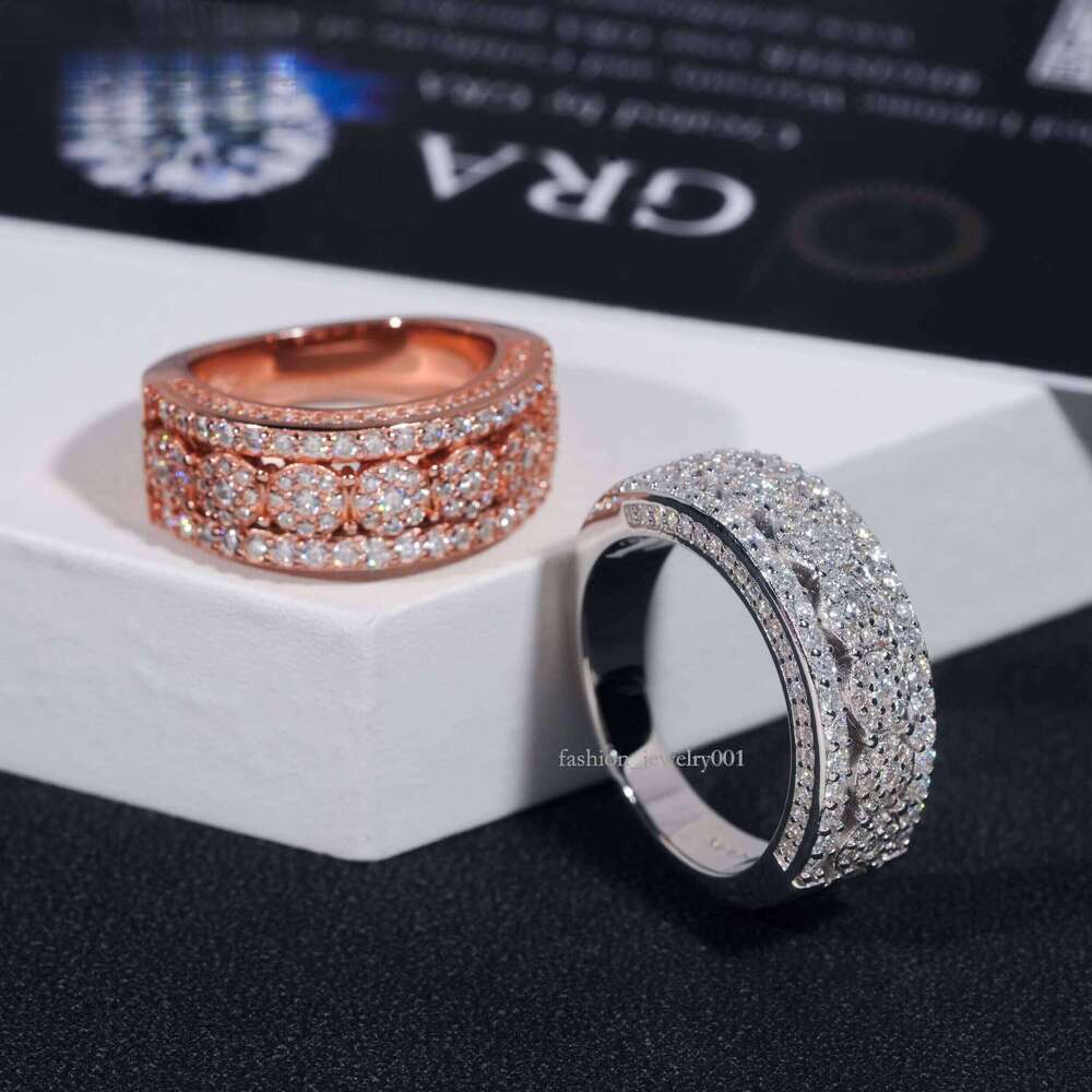 GRA Certificate Sterling Sier Gold Plated Jewelry New Style VVS Dia Moissanite Hip Hop Ring