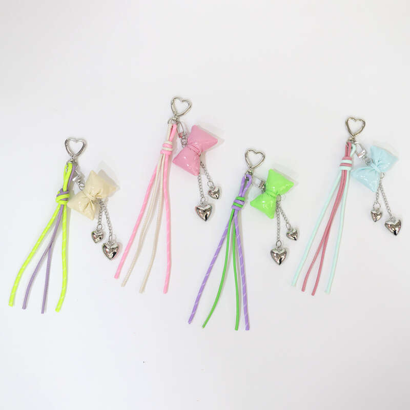 Huayang New Bowknot Heart-shaped Hanging Rope Hand Keychain Accessories Miu-style Bag Pendant