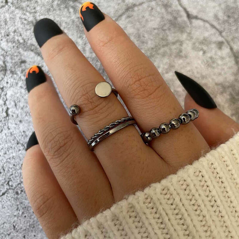 Personalized Combination Rotatable Stress Relief Punk Fashion Joint Ring 3-Piece Set