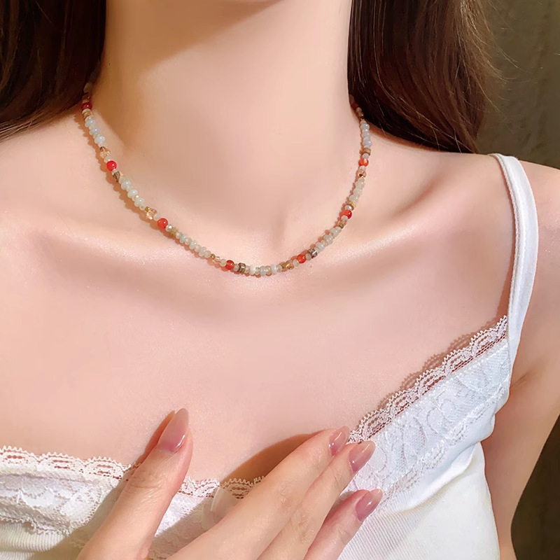 Light Xiaomi Bead Necklace for Women Dopamine Colorful Choker 2025 New Niche High-end Collarbone Chain Accessory Jewelry for Women