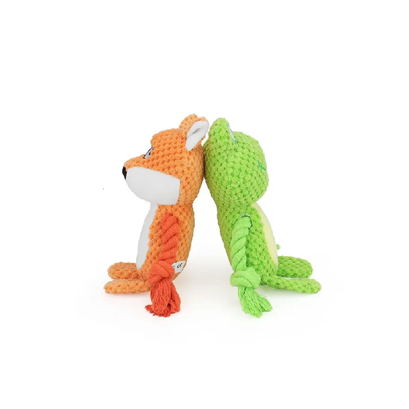 Cute Animal Rope Dog Toy Plush Puppy Chew Pet Squeak Knot Cartoon Rabbit Monkey 250729