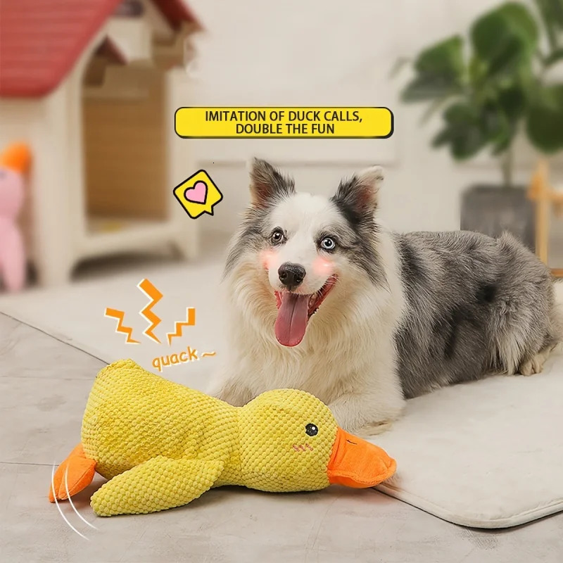 1pc Large DuckShaped Squeaky Plush Toy for Dogs Teeth Cleaning Durable ChewToy Interactive Fun Engaging Playtime 250729