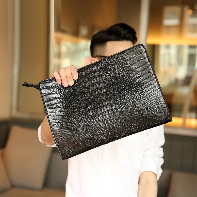 Grain Men Envelope Clutch Bag PU Leather Clutches Bolsas Alligator Print Man Evening Bags Purse Cell Phone Pocket 250723