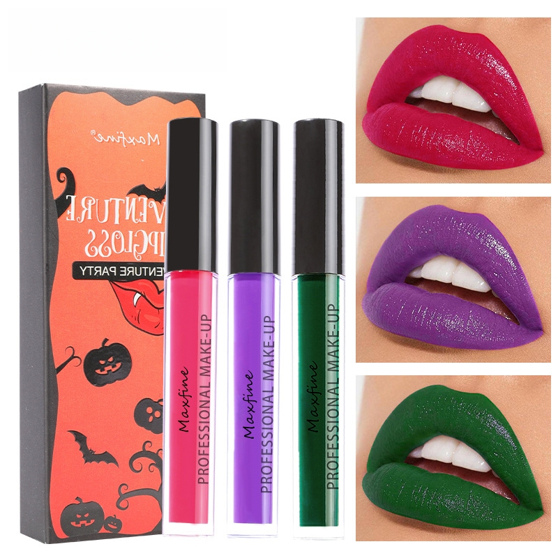 3PCS Liquid Lipstick Sets Waterproof Matte Black Blue Sexy Lip Gloss Long Lasting Nude Lip Tint Stain Makeup Velvet Cream Lip Gloss Semi-Matte Lip Gla