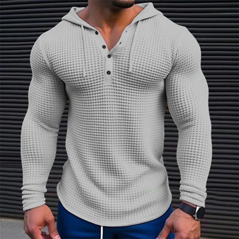 Spring Autumn Hooded TShirt Men Long Sleeve Solid Color Slim Fit Sports Tops Fashion Breathable Casual Tees Mens V Neck Tshirt 250729