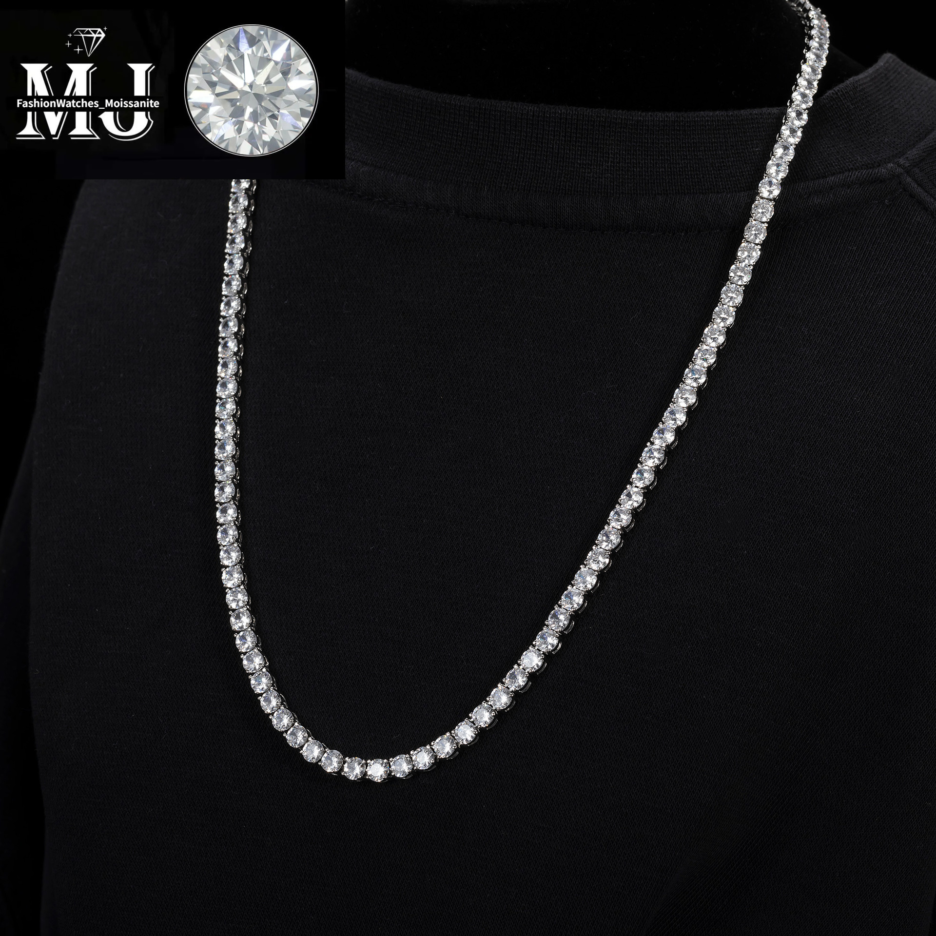 Hip-Hop Fashion Single Row Tennis Chain Bracelet Trendy Brand Men's Copper Inlaid Zircon