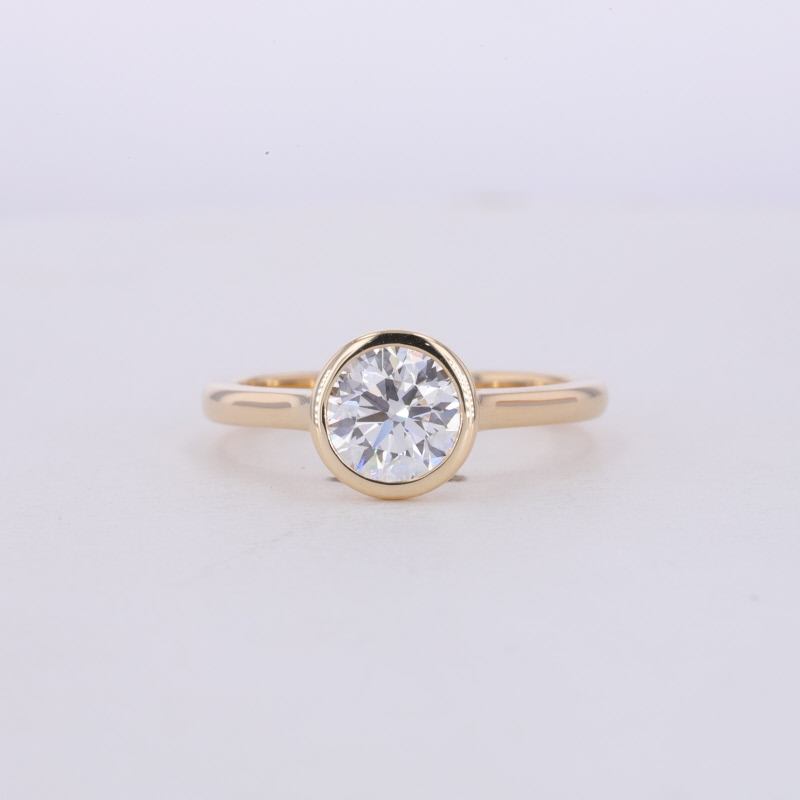 Custom 1ct D VVS2 VS1 Round Cut Bezel Setting Bling Fine Jewelry 18k Gold Lab Grown White Diamond Jewelry Ring