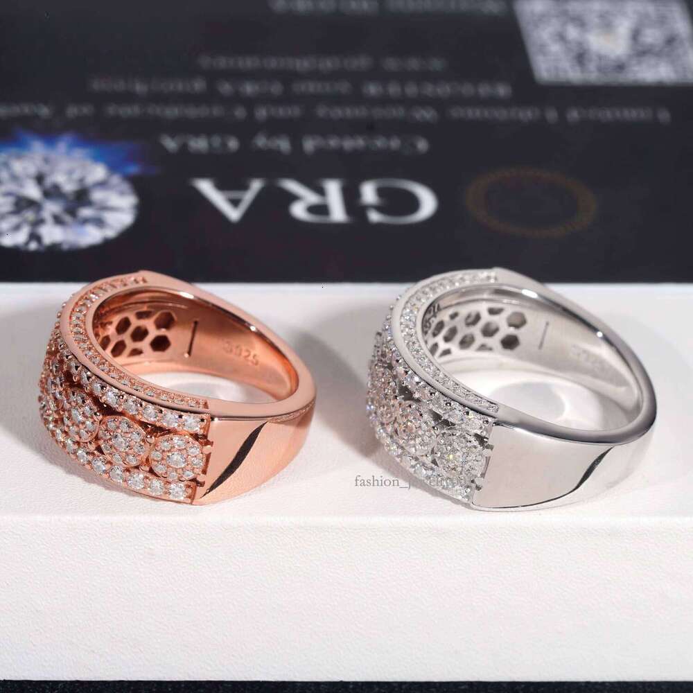GRA Certificate Sterling Sier Gold Plated Jewelry New Style VVS Dia Moissanite Hip Hop Ring