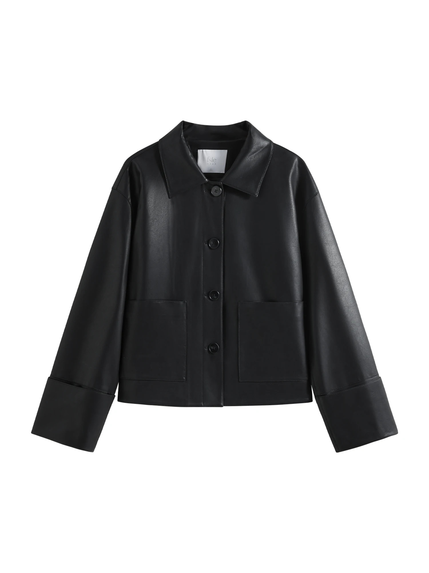 FSLE Retro Korean Style SingleBreasted PU Leather Jacket for Women Spring Short Versatile Casual 25FS11156 250729