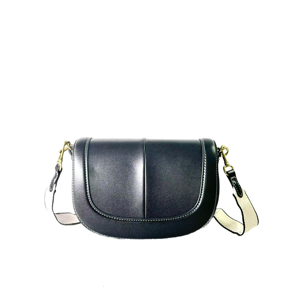 DHAL Spanish Women's 2025 New Saddle Magnetic Clasp Flap Stitching Decor Crossbody Bag Ba'g's Leather